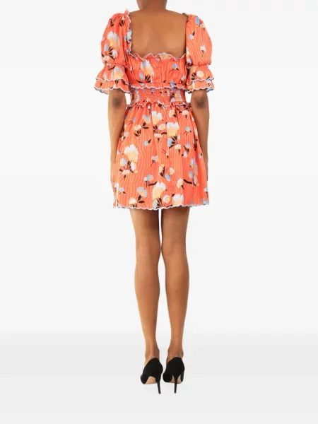 Rochie mini Self-portrait cu model floral cu imagine portocaliu