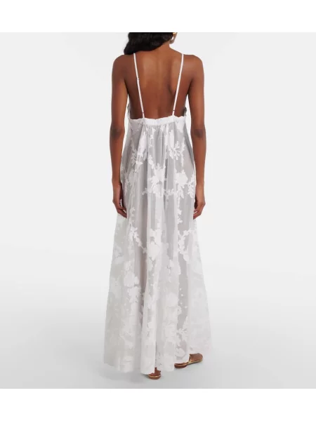 Rochie maxi Juliet Dunn cu broderie transparente de costum alb
