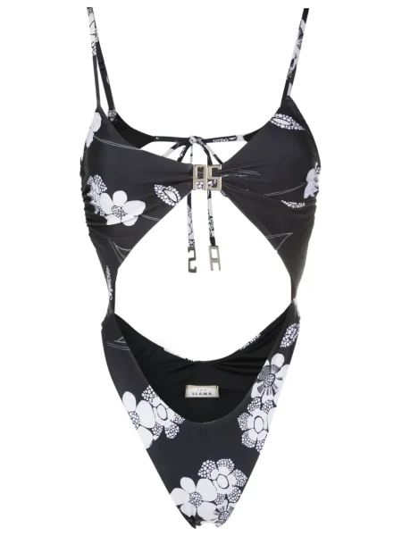 Costum de baie Amir Slama cu model floral cu imagine negru