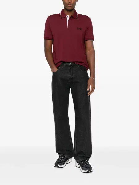 Tricou polo Boss cu broderie roșu