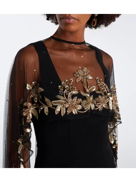 Rochie La Fuori cu model floral negru
