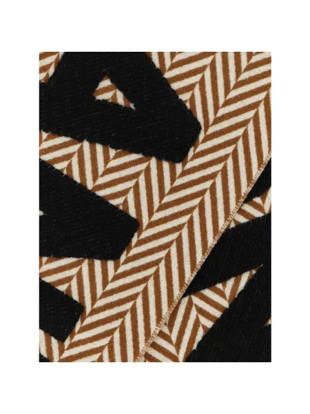 Szal Jw Anderson wełniana w jodełkę z logo brązowa