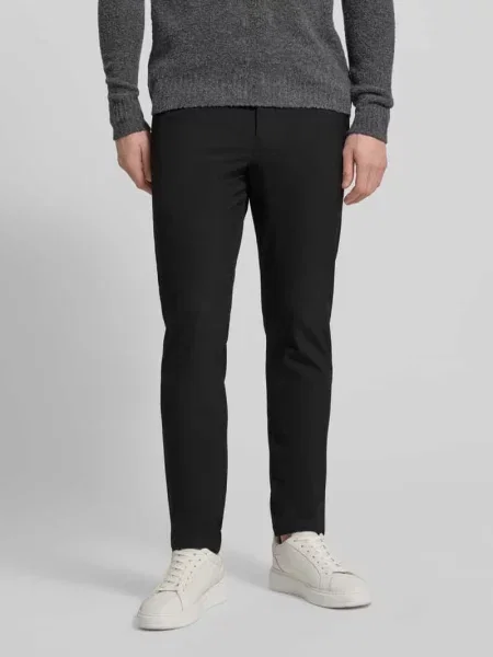 Chinosy o kroju slim fit z wpuszczanymi model ROBERT' Selected czarne