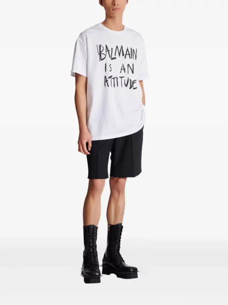 Tricou Balmain cu imagine alb