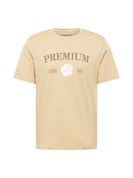 JACK & JONES Tricou JPRBLAALFIE bej / maro cămilă alb