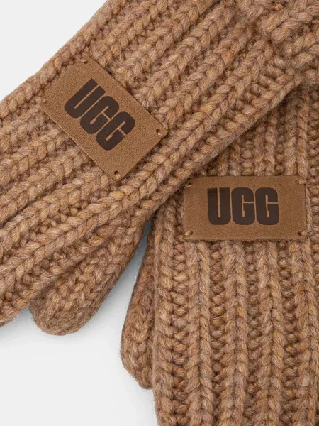 UGG manusi cu un amestec de lana pentru copii CHUNKY MITTEN maro