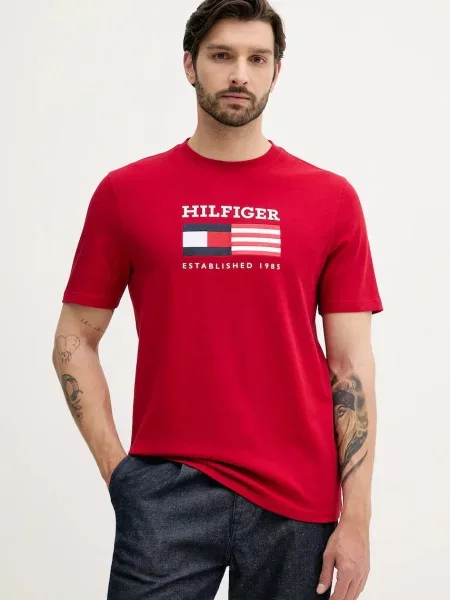 Tričko Tommy Hilfiger s potiskem červená