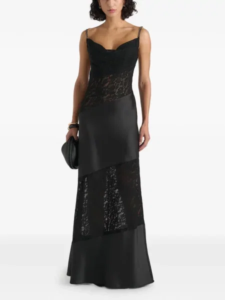 Rochie maxi Manière De Voir asimetrică din dantelă negru