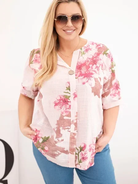 Bluză Kesi Włoski cu model floral roz