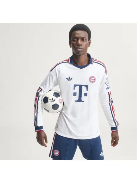 Koszulka wyjazdowa z długim rękawem FC Bayern Authentic biała