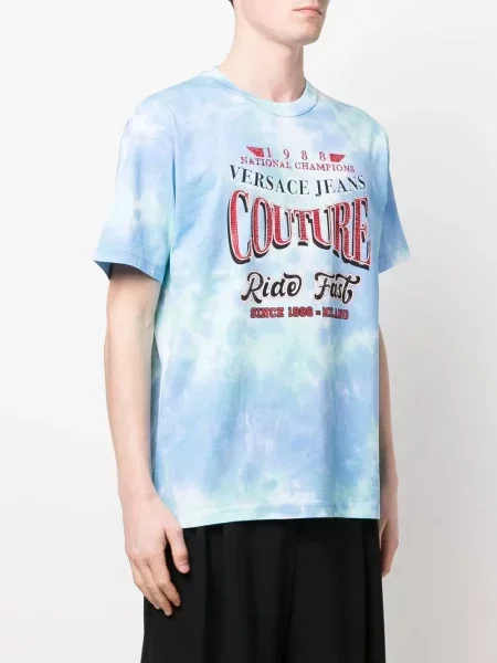 Tričko Versace Jeans Couture s potiskem modré