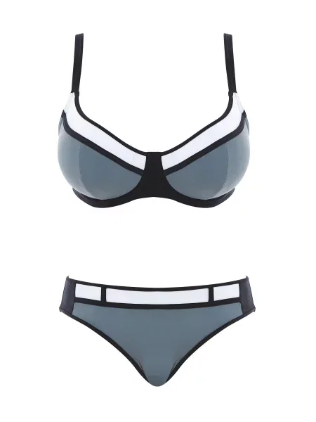 Купальник Freya Bondi сірий/чорний поліамід/еластан чорний