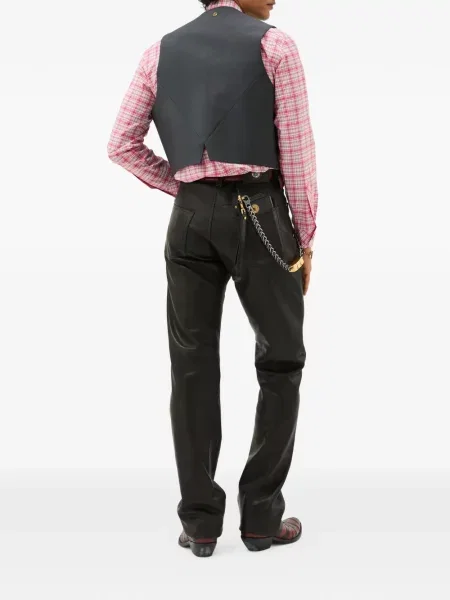 Pantaloni Versace din piele negru
