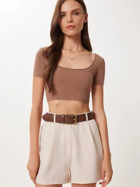 Happiness İstanbul Pantaloni cutați crem