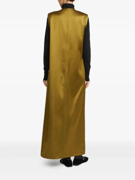 Rochie maxi Yves Salomon din satin de costum auriu