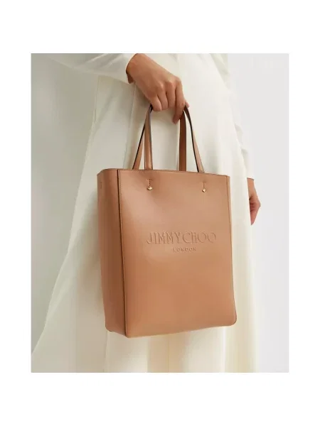 Lniana shopperka Jimmy Choo beżowa