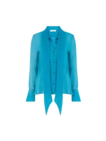 Koszula Nina Ricci z żabotem niebieska