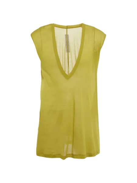 Tričko Rick Owens bez rukávů s výstřihem do v zelené