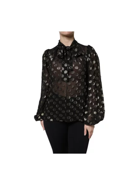 Bluzka Dolce And Gabbana w grochy z organzy czarna