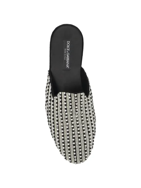 Papuci tip mules Dolce & Gabbana cu strasuri negru