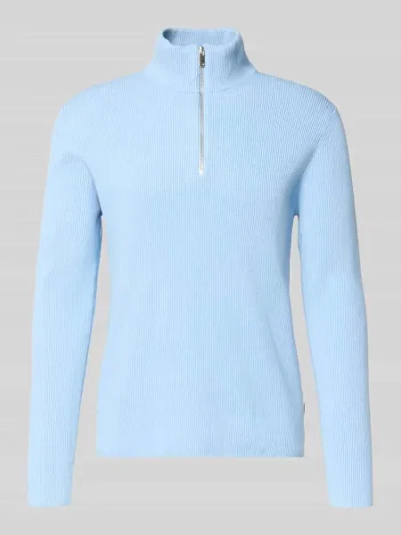 Sweter z dzianiny ze stójką i zamkiem błyskawicznym Lindbergh