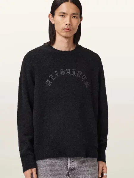 Pulover s dodatkom alapke AllSaints CURV lagane crna