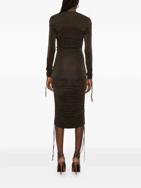 Rochie midi Balmain drapată maro
