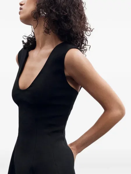 Rochie midi Another Tomorrow fără mâneci negru