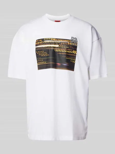 T-shirt z nadrukiem z motywem model ‘Daveley’ Hugo biała