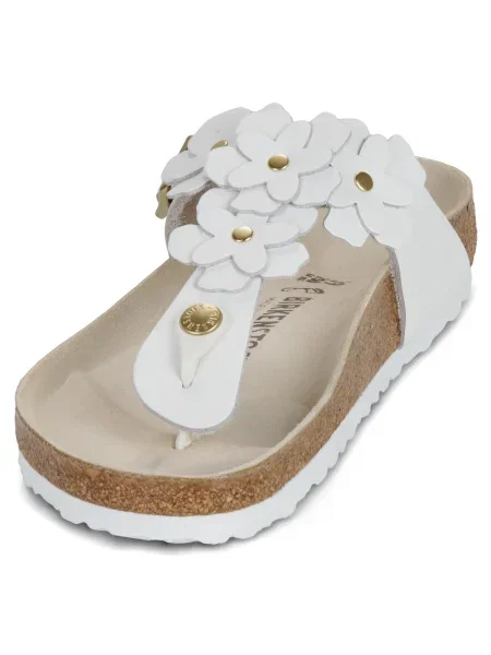 Pantofi Birkenstock cu model floral alb