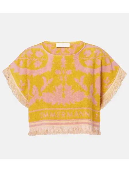 Cropp top Zimmermann cu franjuri din material terry galben