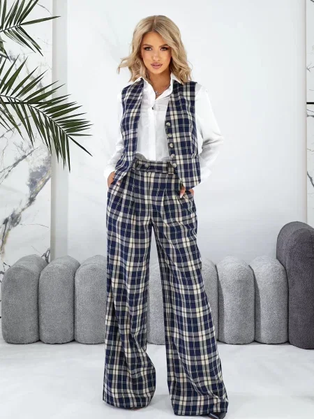 Штани палаццо LadyLike бавовна/поліестер бежевий