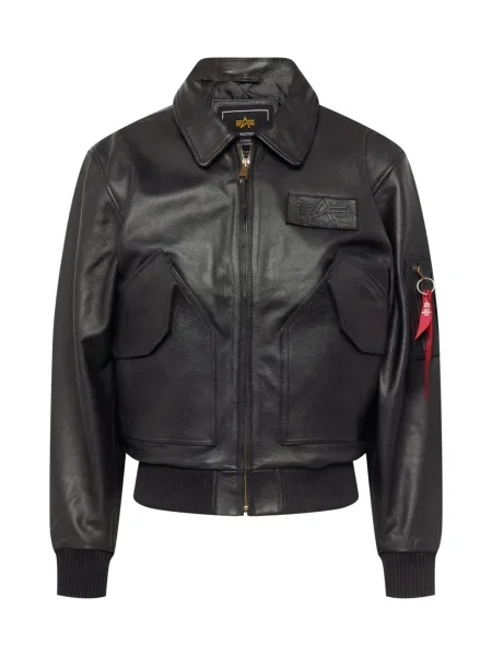 Ретро кожено яке Alpha Industries черно
