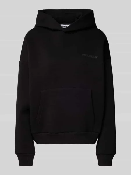 Bluza z kapturem o kroju oversized z nadrukiem z logo Review czarna