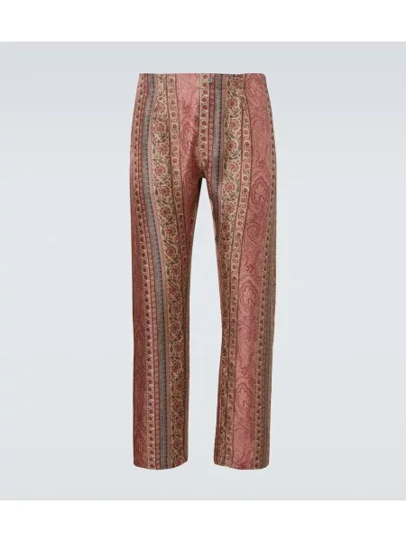 Pantaloni Etro de mătase cu model paisley roșu