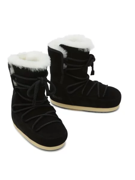 Велурени боти Moon Boot с връзки черно