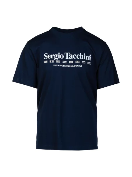 Sergio Tacchini Tehnička sportska majica bež / mornarsko plava bijela