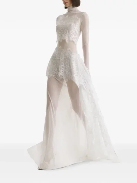 Rochie maxi 2310 Studio plasă alb