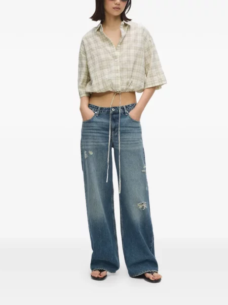Дънки Karl Lagerfeld Jeans с протрити краища синьо