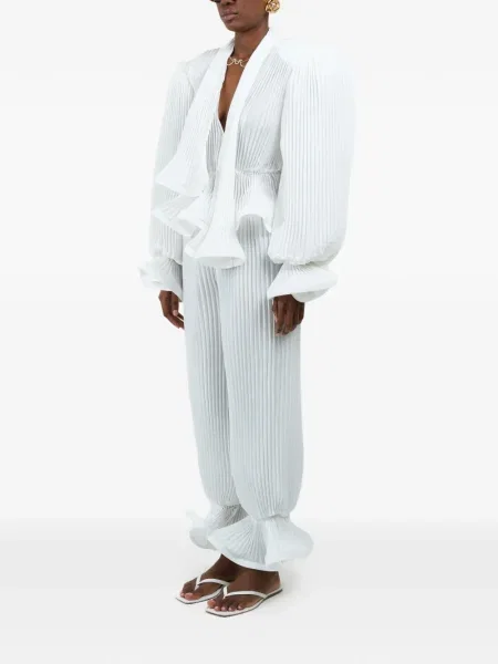 Pantaloni Rowen Rose plisate alb