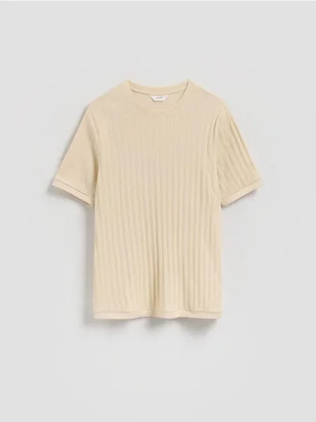Reserved Tricou regular fit din structurat bej