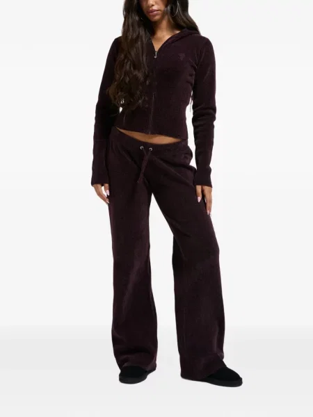 Πλεκτό παντελόνι Juicy Couture με κέντημα μωβ