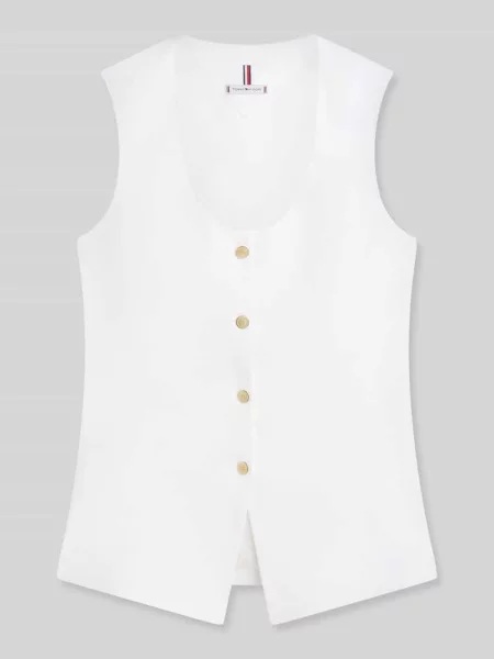 Kamizelka o kroju slim fit z mieszanki lnu Tommy Hilfiger biała