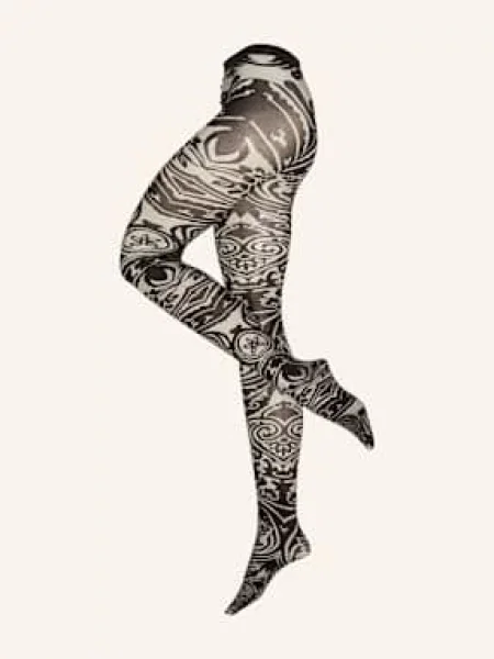Wolford Punčocháče Body Tattoo grey/black černý