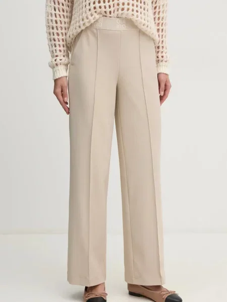 Панталон OUI с широка каройка с висока талия бежово