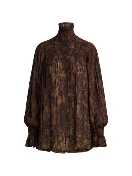 Bluză Ralph Lauren Collection cu imagine cu model paisley maro