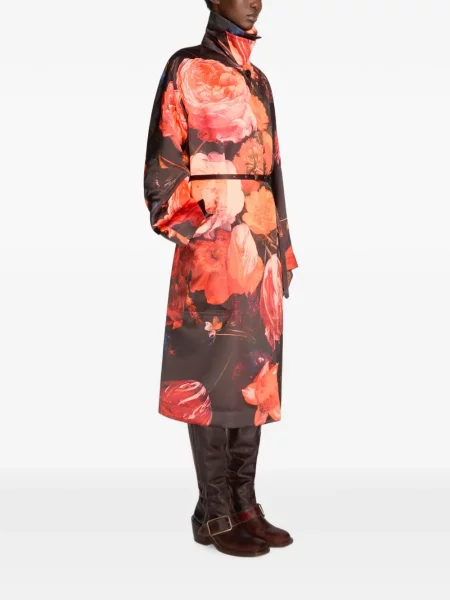Palton Dries Van Noten cu model floral negru