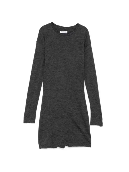 Lung rochie mini Jil Sander cu decolteu rotund gri