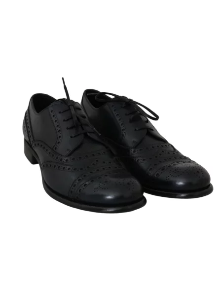 Derby Dolce And Gabbana skórzany elegancki czarny