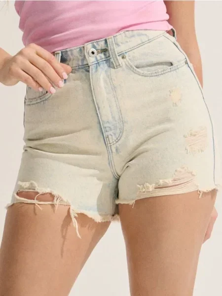 Джинсові шорти з потертостями синій